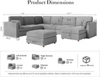 Oversized Modular Sectional Sofa, Solid Wood Frame, Removable Washable Cover - Image 2