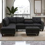 97.5" L Shaped Couch Set Linen, Modular Sectional Couches - Image 8