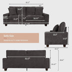 DOPEDIO Modern Loveseat Sofa for Living Room, Chenille Recliner, Removable Cover - Image 2