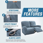 H.VERSAILTEX Velvet Stretch Recliner Couch Covers 6-Pieces Recliner Loveseat - Image 4