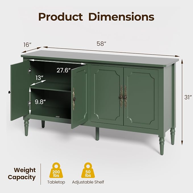 FansaFurn Console Table, Wood Buffet Sideboard, Media Credenza - Image 2