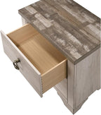 1pc Cottage Style Distressed 2 Drawer Nightstand Driftwood Finish - Image 4
