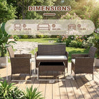 4PCS Outdoor Patio Bistro Set, PE Rattan Wicker Armchairs - Image 3