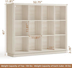 Joaxswe 12 Cube Storage Organizer, Wood Floor Standing 3-Tier Cubby Bookcase - Image 3