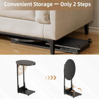 Elbourn Folding Side Table End Couch Tables, C-Shaped End Table - Image 9
