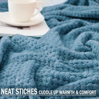 Exclusivo Mezcla Soft Waffle Fleece Bed Blanket Twin Size, Slate Blue | - Image 6
