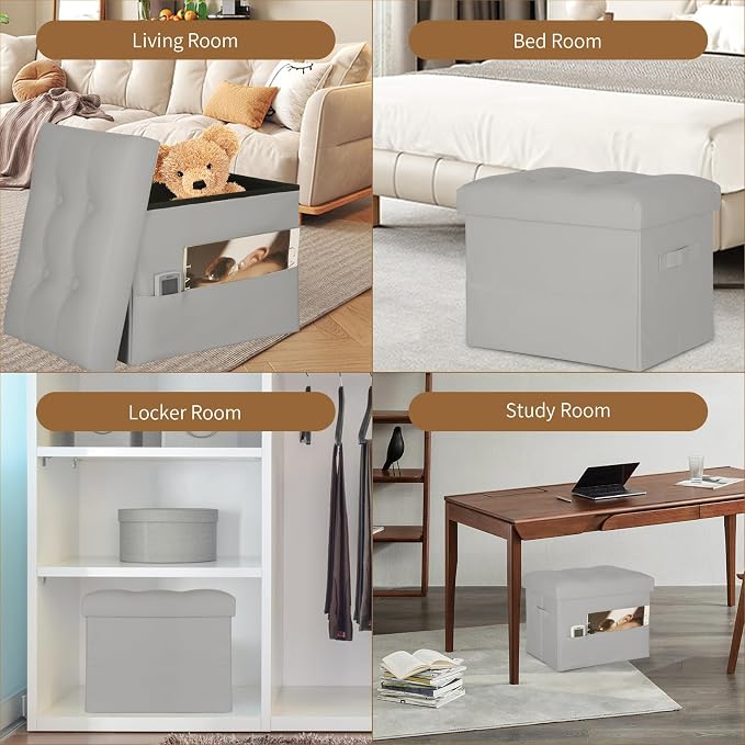 BelugaHelper Folding Storage Ottoman. Foot Rest Stool - Image 5