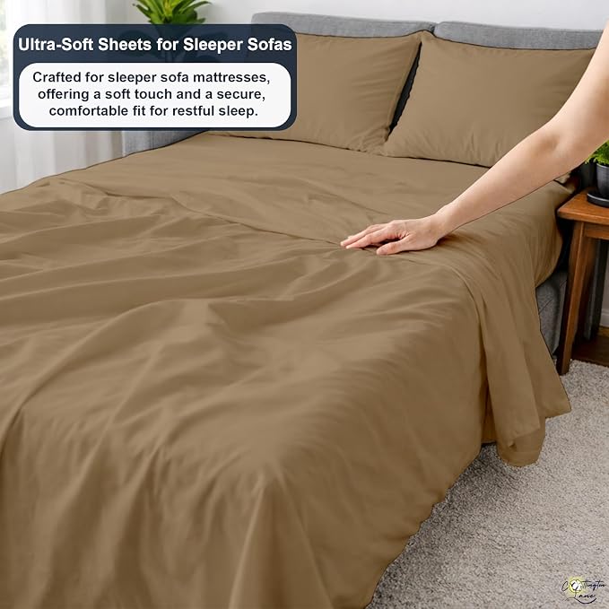 Cottington Lane Sleeper Sofa Sheets Queen Size, 4 Piece Premium Quality 100% - Image 3