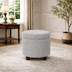 Homepop Home Decor | Upholstered Round Storage Ottoman | Ottoman - Image 2