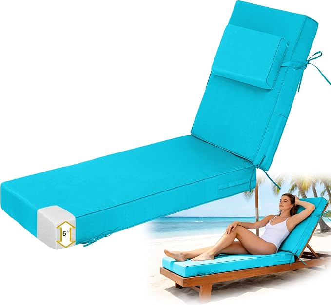 Chaise Lounge Cushions Outdoor 80x26x6 Inch, Fade Resistant 6'' Thicken Outdoor by Vulacko