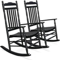 VINGLI Wooden Rocking Chair Outdoor Set of 2, Patio Rockers by VINGLI