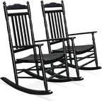 VINGLI Wooden Rocking Chair Outdoor Set of 2, Patio Rockers by VINGLI