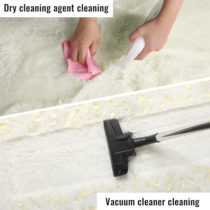 White Fluffy Washable Area Rugs - Image 9