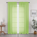 Lime Sheer Curtains 84 Inches Long by OWENIE