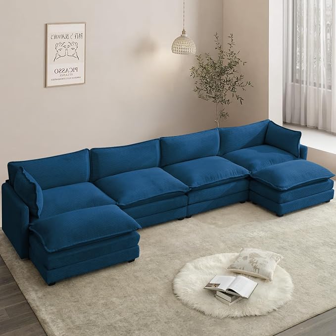 148'' Sectional Modular Cloud Couch, Oversized U Shaped 4 Seat Sofa - Image 7