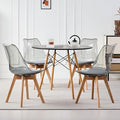 5-Piece Round Dining Table Set, Small Kitchen Table Chairs Set of 4 Space by LECAFURHL