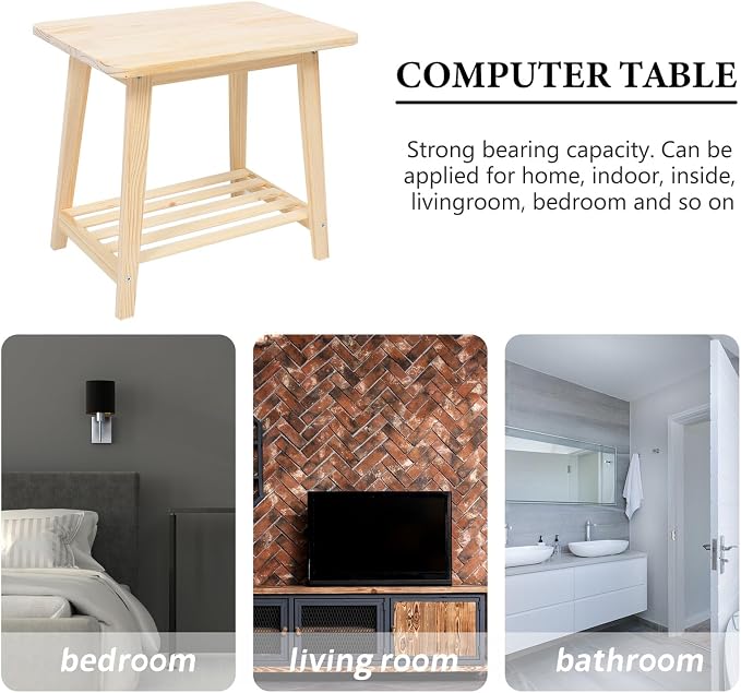 KESYOO Nordic Style Small Sofa Corner Table Solid Wood Bedside Shelf Minimalist - Image 4
