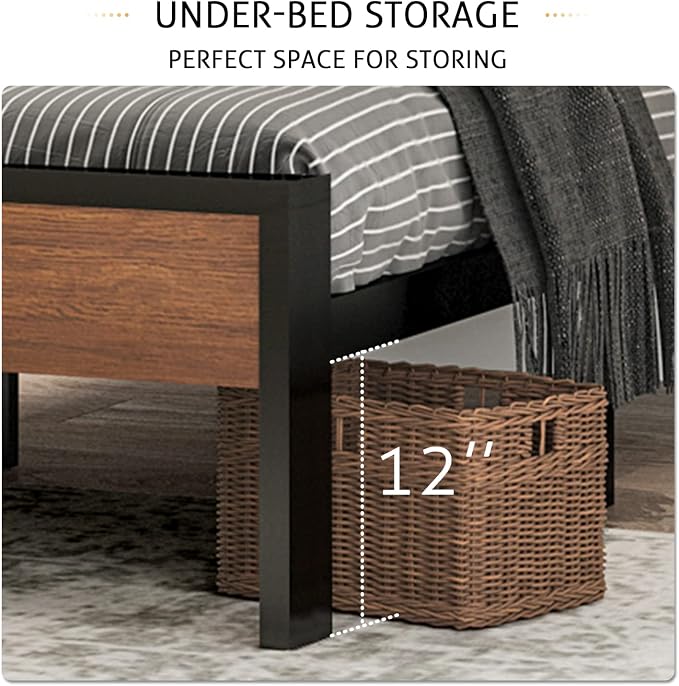 SHA CERLIN 14 Inch King Size Metal Platform Bed Frame - Image 5