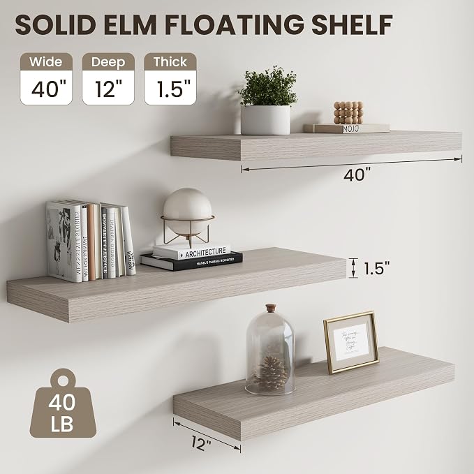 Dreamland Floating Shelves for Wall, 2 Pack Rustic Wooden Wall Shelves - Image 3