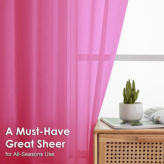 Sheer Curtains 84 Inches Long 2 Panels Set, Light Filtering Transparent - Image 5