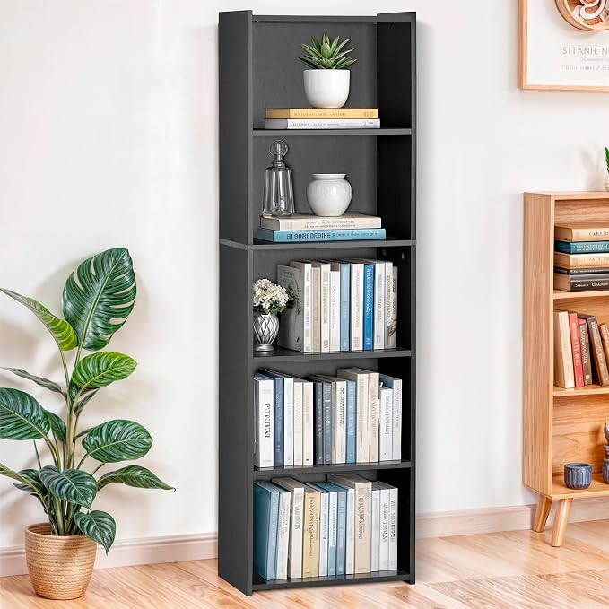 5 Tier Open Bookshelf, 52 Inch Bookcase Storage Rack - Image 2