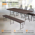 VINGLI Picnic Table Set with 2 Benches, 6 Feet Camping Table Chair Set - Image 2