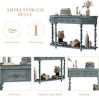 Retro Curved Console Table, Antique Blue - Image 5