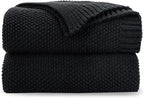 CozeCube Jet Black Seed Stitch Throw Blanket 60"x80", Farmhouse Decor | Blanket by CozeCube