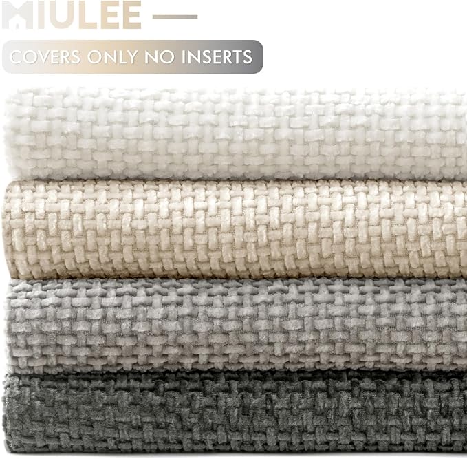 MIULEE Soft Decorative Chenille Pillow Covers Gray 18x18 Pack of 4 | Minimalist - Image 6
