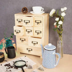 Apothecary Cabinet with 9 Drawers & Labels Rustic Library Card Catalog Cabinet - Image 5