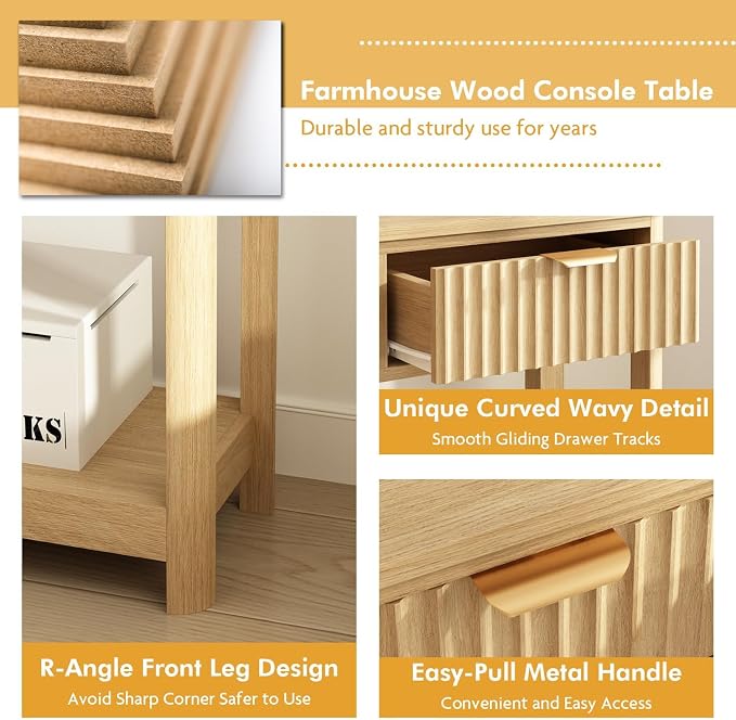 RUSTOWN Fluted Wood Console Table - Image 6