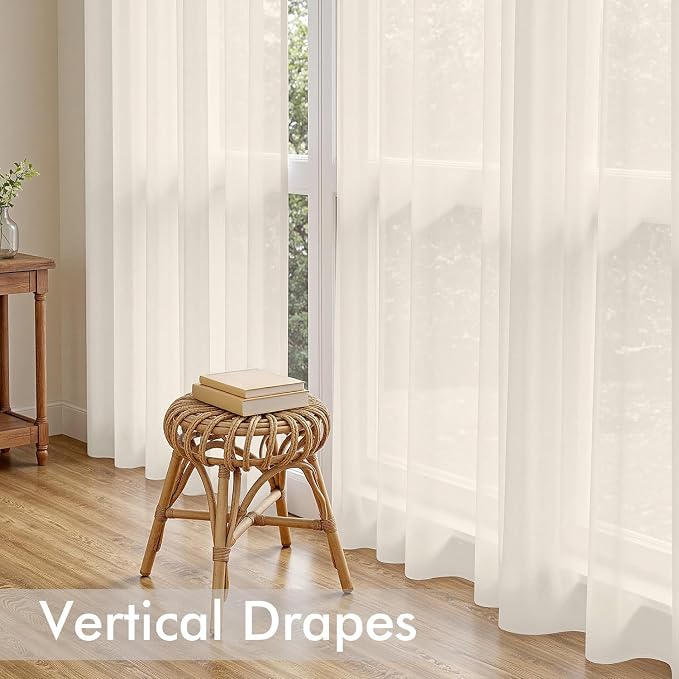 MIULEE Light Beige Sheer Curtains 72 Inches Long 4 Panels 42 x 72 Inches | - Image 5
