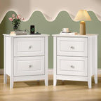 VINGLI 18.9" W White Nightstand Set of 2 by Bonnlo
