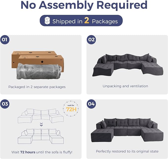 MAXYOYO 129.5" Modular Sectional Sofa Couch, U Shaped Modern Cloud Couch - Image 5