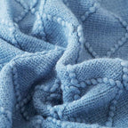 BOURINA Blue Throw Blanket 60x80 Inches Throw Textured Solid Soft Sofa Throw - Image 5