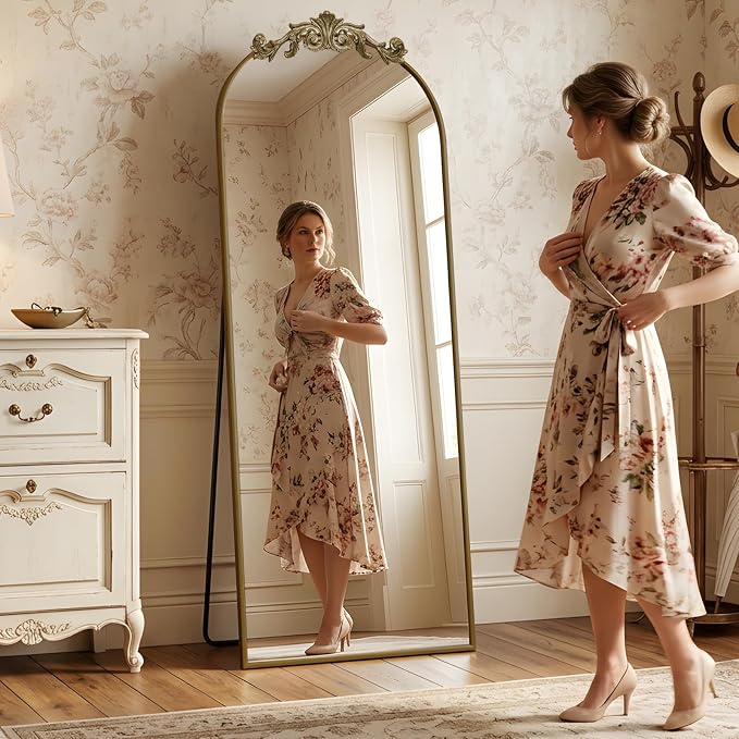 MISSDAY Vintage Baroque Full Length Mirror, Full Metal Frame Stand Up Retro - Image 2