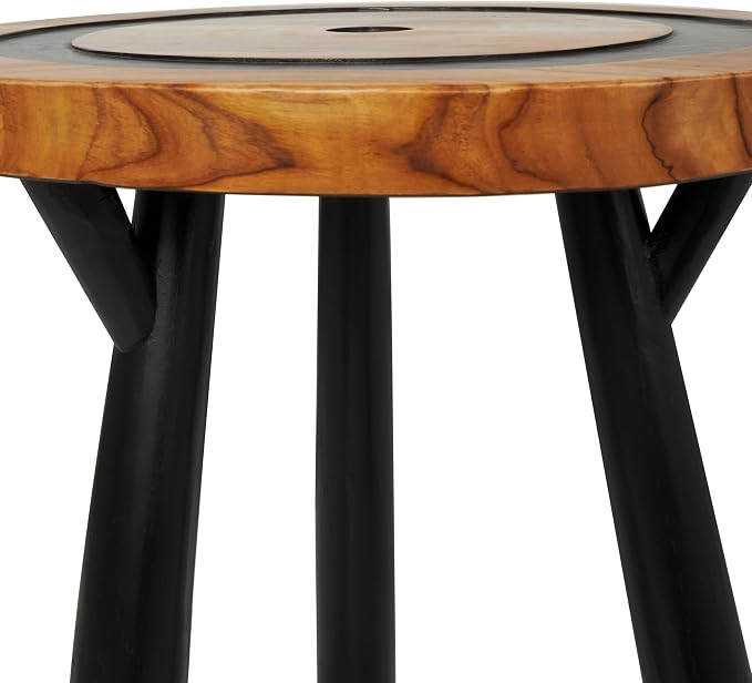 Deco 79 Teak Wood Geometric Side End Accent Table Layered Circle End Table - Image 6
