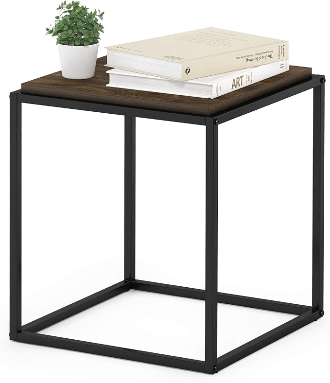 Furinno Moretti Cube Modern Stackable End Table Shelf, Columbia Walnut by Furinno-FitsYourSpaceFitsYourBudget