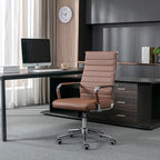 Home Office Chair Ribbed, Modern Leather Conference Waiting Room Chairs - Image 9
