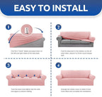 Stretch Loveseat Couch Cover, 2 Cushion Couch Slipcover, Dusty Pink | 1-Piece - Image 6
