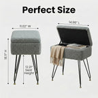 Vanity Stool Chair, Faux Teddy Fur Ottoman Foot Stool - Image 2