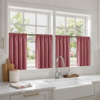 MIULEE 4-Panel 36 Inch Blackout Kitchen Tier Curtains Over Sink Dusty Rose | by MIULEE