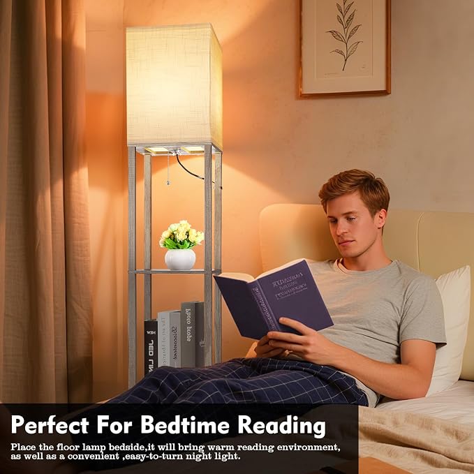 RUNTOP Floor Lamp with Shelves, Shelf Lamp with 3 Color Temperature LED Bulb - Image 7