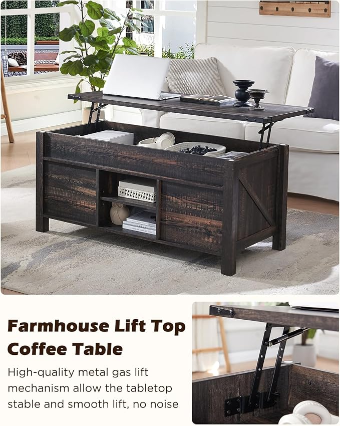 OKD 48" Farmhouse Lift Top Coffee Table - Image 2