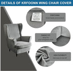 KRFOONN Wingback Chair Cover Slipcovers 2 Piece Stretch Velvet Plush Wing Chair - Image 2