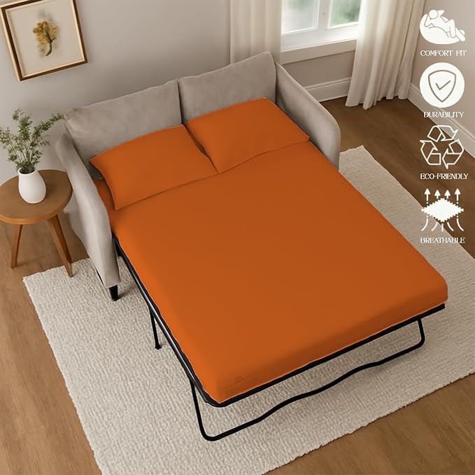 Sleeper Sofa Bed Sheet, 100% Cotton 400 Thread Count, 4 Piece Set, Deep Pocket - Image 5