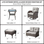 Belord 6 Pieces Wicker Patio Conversation Sets - Image 2