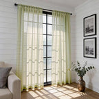 SpaceDresser Check Sheer Curtains 54 Inches 2 Panels Set, Rod Pocket Plaid - Image 4