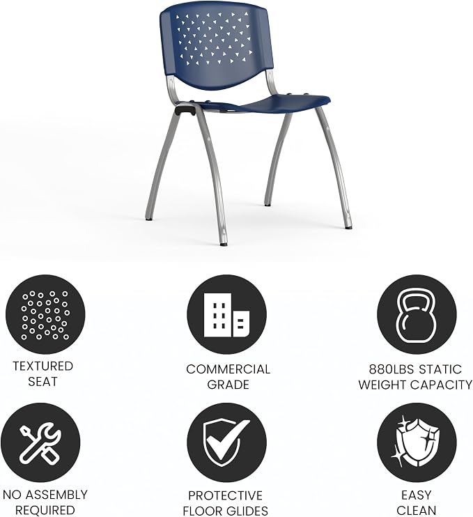 Flash Furniture HERCULES Series 880 lb. Capacity Navy Plastic Stack Chair - Image 5