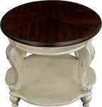 Solid Wood End Table, 2-Tier Round Sofa Side Table - Image 8